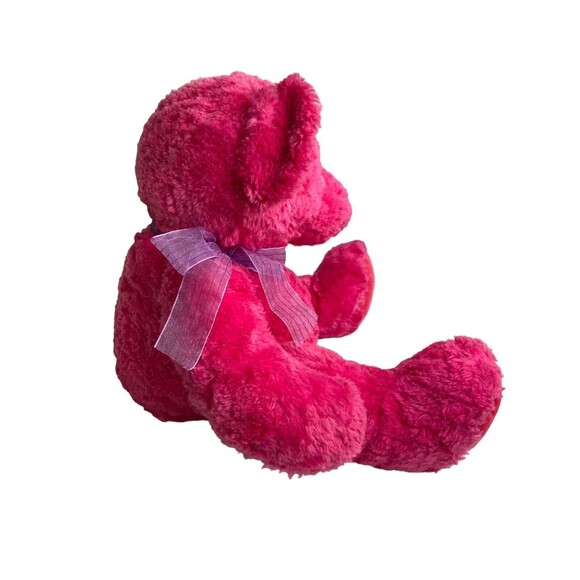 RUSS BERRIE VENUS Pink￼ Plush Bear Stuffed Animal Toy Purple Sheer Bow Vintage - Picture 4 of 13